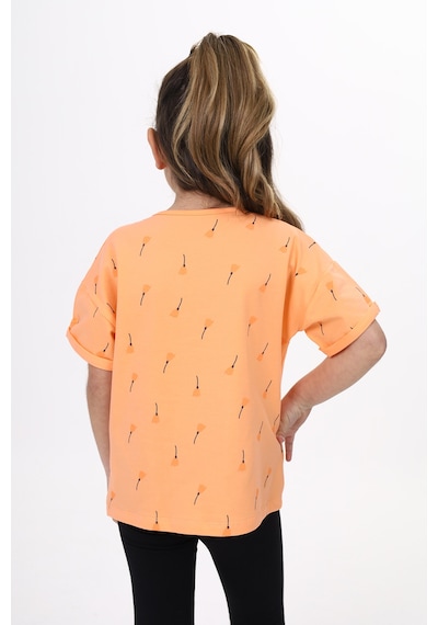 Toontoy Kids Toontoy Kız Çocuk Baskılı Tişört Oranj