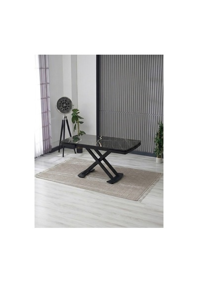 Venoxa Premium 80x120 / 80x180 Ölçülü Mdf Masa Tek Masadır Siyah Mermer Siyah Mermer