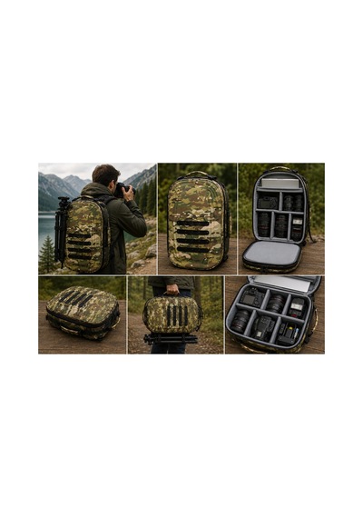 Att Photo Bag Kamuflaj Fotoğrafçılık Ve Kamera Ekipman Çantası Laptop, Dslr, Lens Ve Tripod Uyumlu