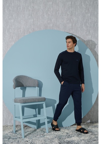 Sevim Erkek Uzun Kol Lacivert Pijama Takımı C9t4n1o8 001