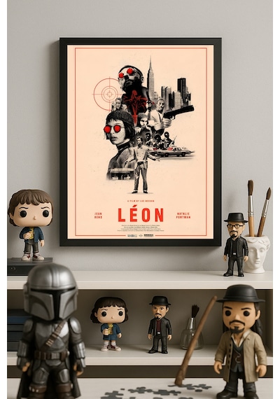Leon Siyah Ahşap Çerçeveli Poster, Film Duvar Tablosu