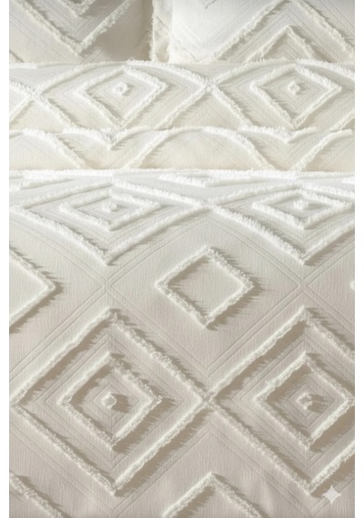 Iskandinav Ekru Çift Kişilik Yatak Örtüsü 240 X 250 Cm Ve 2 Adet Yastık