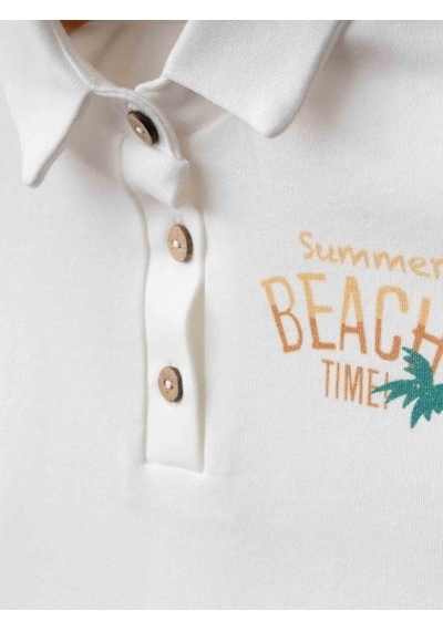 Zekids Erkek Bebek Organik Pamuklu Yakalı T-shirt Şortlu Takım-15911 renkli