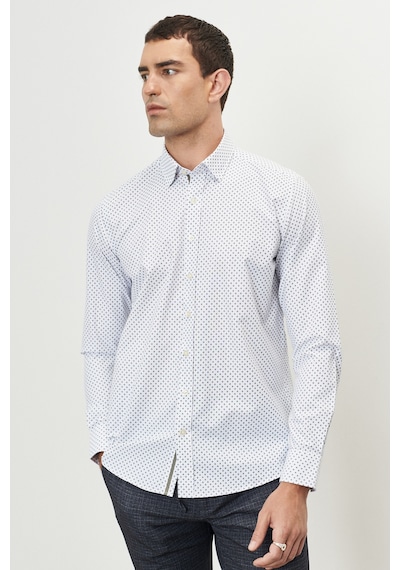 AC&Co / Altınyıldız Classics Erkek Beyaz Hakı Slim Fit Dar Kesim Düğmeli Yaka Baskılı Gömlek Beyaz Hakı Beyaz - Haki AC&Co / Altınyıldız Classics Erkek Beyaz Hakı Slim Fit Dar Kesim Düğmeli Yaka Baskılı Gömlek Beyaz Hakı Beyaz - Haki