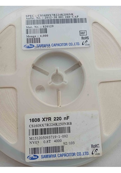 Cs1608x7r224k250nr 220nf 25v X7r 10% Smd 0603 100 Adet