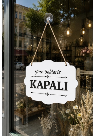 Çift Taraflı Mdfahşap Dükkan & Mağaza Kapı Yönlendirme Tabelası - Beyaz
