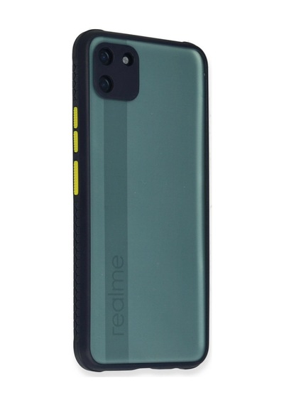 Realme C11 Kılıf Miami Şeffaf Silikon - Lacivert -