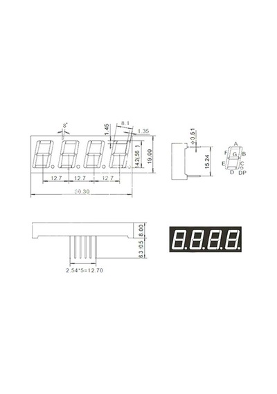 7 Segment Display - 4 Bits - Ortak Katot - 0.56 İnç
