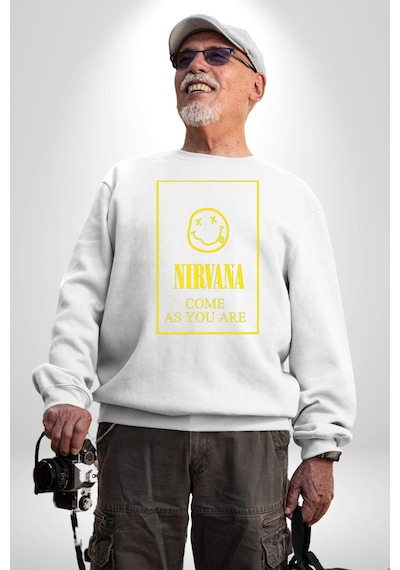 Nirvana Müzik Grubu Unisex Beyaz Sweatshirt Beyaz