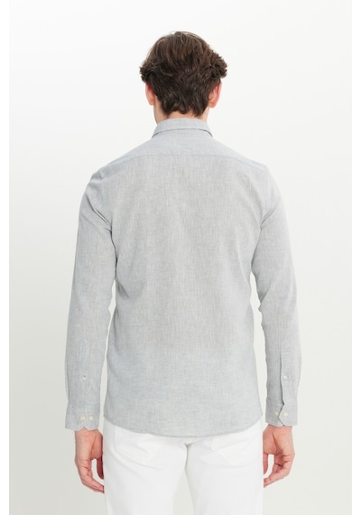 AC&Co / Altınyıldız Classics Erkek Grı Pamuklu Keten Slim Fit Dar Kesim Düğmeli Yaka Çizgili Gömlek Gri AC&Co / Altınyıldız Classics Erkek Grı Pamuklu Keten Slim Fit Dar Kesim Düğmeli Yaka Çizgili Gömlek Gri
