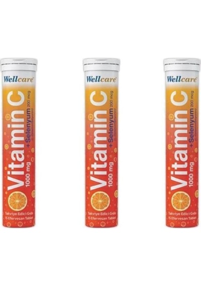 Wellcare Vitamin C 1000 Mg Selenyum 200Mcg 15 Efervesan Tabletx3