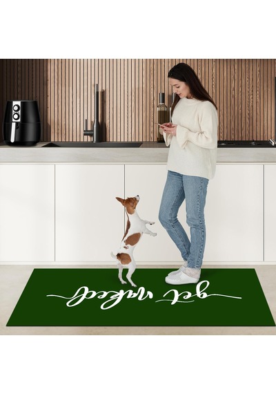 Dijital Kaymaz Yıkanabilir Mutfak Banyo Salon Paspas Halısı Trend Modern Al4012 Haki