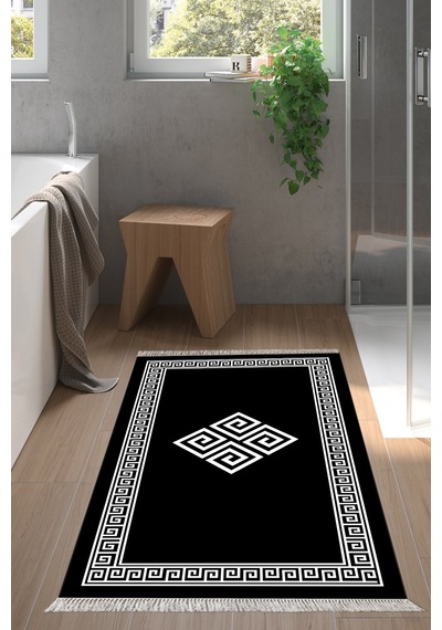 Eko Trend Djt Banyo Paspası Yıkanabilir Kaymaz Taban 656m Modern Siyah