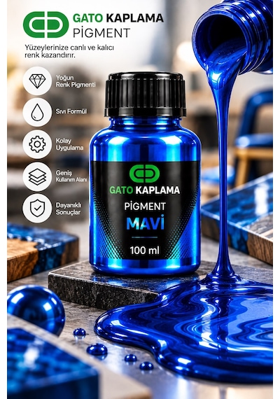 Gato Kaplama Solvent Bazlı Transparan Sıvı Pigment Boya 100 Ml Mavi Yüzey Kaplama Renklendirici