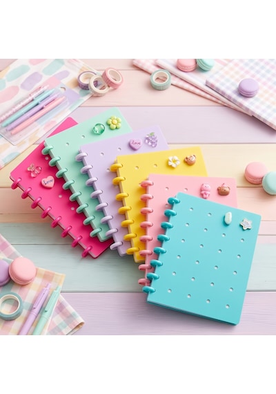 Bakgelal Crotus Çok Renkli Delikli Diskli Defter - 9054800288879