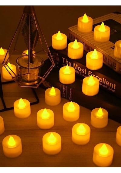 Rkmstore Tealight Led Mum 24 Lü Sarı Işıklı Dumansız Pilli Mum Seti Piller Dahil Diğer