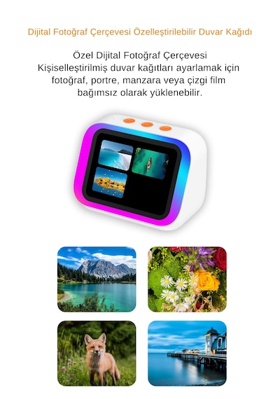 Multifonksiyonel Rgb Aydınlatmalı Yapay Zeka Destekli Eş Zamanlı 21 Dilde Çeviri Yapabilen Alarm Saatli Dijital Fotoğraf Çerçeve Asistan Turuncu