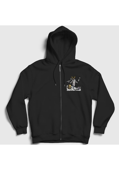 Presmono Unisex Astronaut Astroworld Travis Scott Fermuarlı Kapüşonlu Sweatshirt Siyah