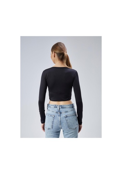 Virago Soft Touch V Yaka Crop Uzun Kol Bluz/body Siyah - 686786235 Siyah - 686786235 Siyah