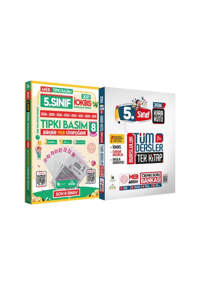 2027 5.Sınıf İOKBS PAKET 8li Tıpkı Basım/Tüm Dersler Tek Kitap Çözümlü Çıkmış Soru Bankası 2li Set