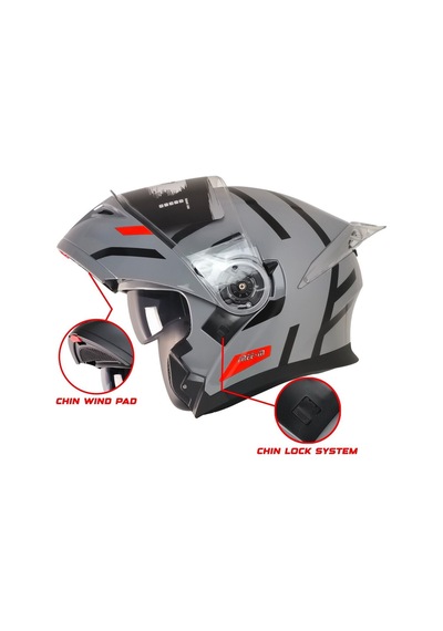 Motoanl Ece 22.06 Sertifikalı Güneş Vizörlü Yeni Sezon Kurye Çene Açılır Kask Upset Gri