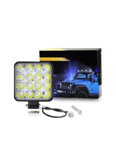16 Led Kare Off Road Iş Makinası Çalışma Lambası Sis Farı