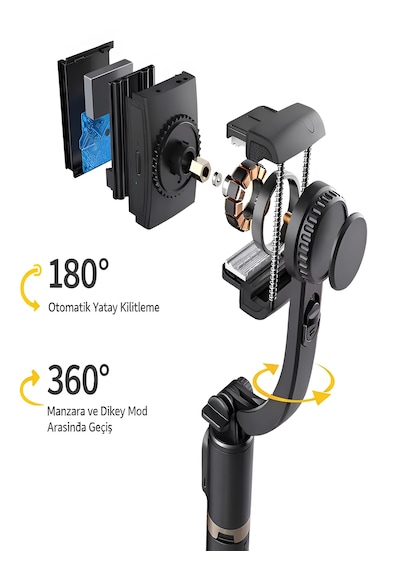 450 Mah Rgb Led Işıklı 102 Cm Titreşim Önleyici Gimbal Tripod Selfie Çubuğu Bluetooth Kumandalı