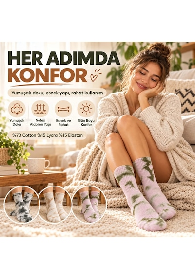Womanandkids Wak Unisex Batik Desenli Çorap 3'lü Set Pamuklu Uzun Soket Dikişsiz Nefes Alan Günlük Spor Konfor Çorabı Çok Renkli Womanandkids Wak Unisex Batik Desenli Çorap 3'lü Set Pamuklu Uzun Soket Dikişsiz Nefes Alan Günlük Spor Konfor Çorabı Çok Renkli