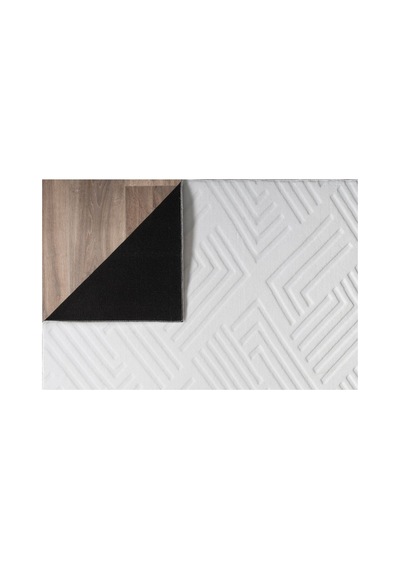 Plato Halı Opqo Ekselans Premium Oturma Odası, Salon, Antre Yıkanabilir Polyester Kaymaz Taban Beyaz Halı