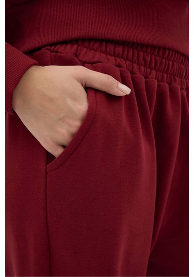 Buly Cozy Beli Lastikli Jogger Eşofman Altı Bordo