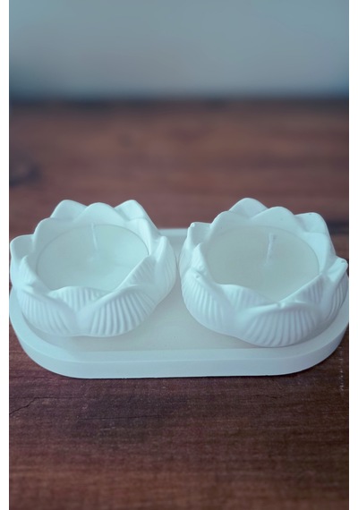 Bernami Mumluk Şamdanpinterest İkili Lotus Mum Seti Kokusuz Dumansız Taş Tozu Tasarım Tabak Dahil Diğer
