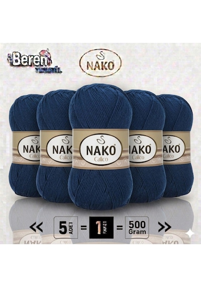 Calico- 148 Lacivert- 5'li Paket - 100gr/240m - El Örgü İpi - Amigurimi-hırka- Kazak- Şal-bebek İpi