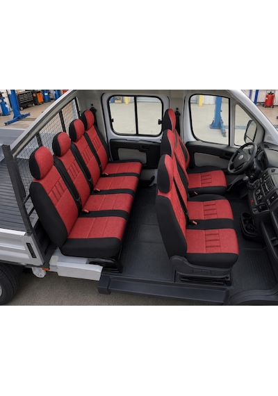 İveco 72 150 Çift Kabin Kamyonet 6+1 Koltuk Kılıfı Kırmızı-Siyah