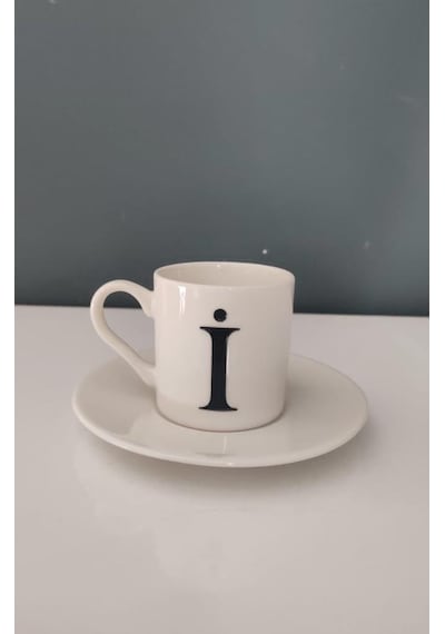 Decorıum Kum İ Harfli Kahve Fincanı Beyaz