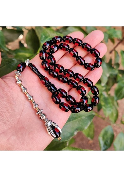 9x12 Mm Pençe Model Kırmızı Siyah Sürmeli Tesbih