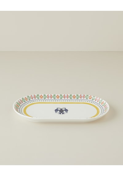 English Home Fiesta Talavera Porselen Kayık Tabak 30 Cm Beyaz - Lacivert