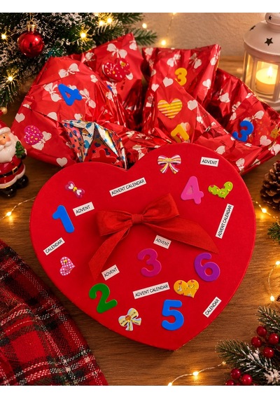 Advent Calendar Yılbaşı Hediye Kutusu - Sevgiliye Özel Kalp Kutulu Bijuteri & Sürpriz Hediye Seti 6+1 Sürpriz Paketi