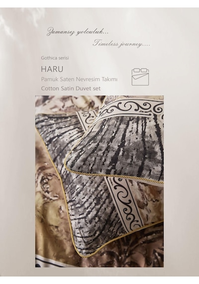 Clup Cotton Çift Kişilik Pamuk Saten Nevresim Takımı Haru Bej