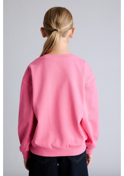 Defacto Relaxed Fit Bisiklet Yaka Baskılı İçi Yumuşak Tüylü Sweatshirt Kız Çocuk I4895a826aupn206 Pembe-pn206
