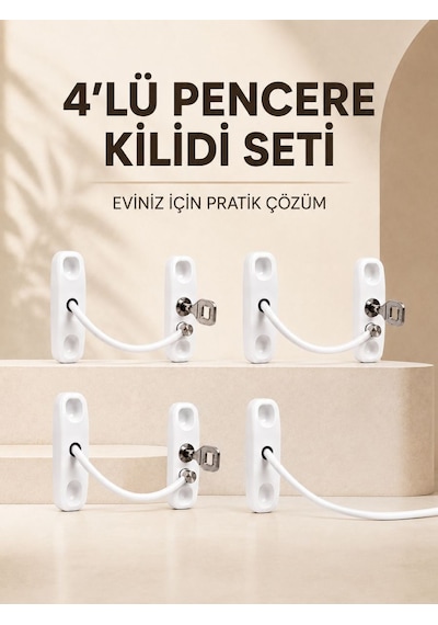 Ev Tipi Pencere Güvenlik Ve Emniyet Kilidi 4 Adet Set