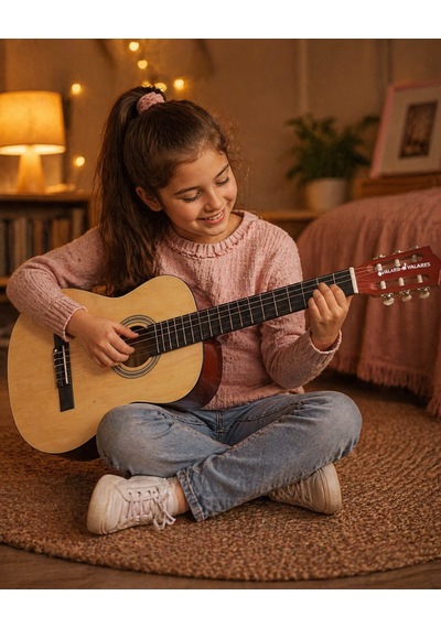 Valares Qcg3024 34 1/2 Yarım Boy Klasik Gitar Naturel Askı Aparatlı Çocuklar İçin İdeal Kolay Çalım