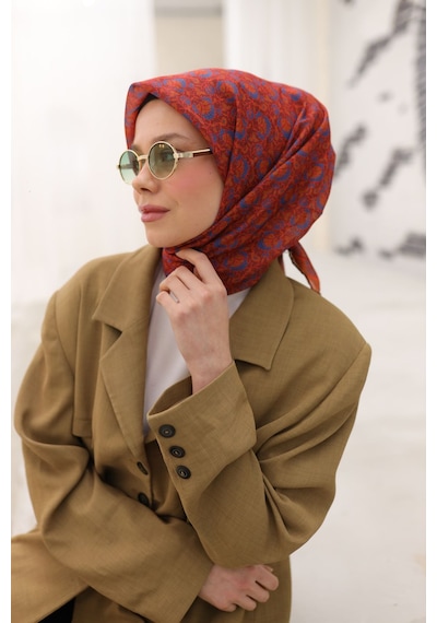 Silk Home Soft Eşarp 73077-17 Gül Kurusu, Gök Mavi, Yeşil