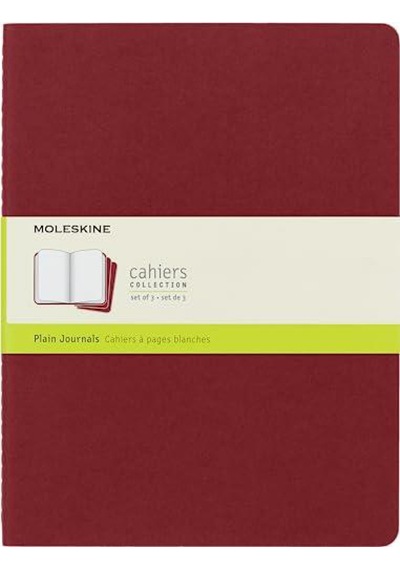 Moleskine Çizgisiz Cahier Not Defteri 3'lü Set Xl Boy Bordo Bordo