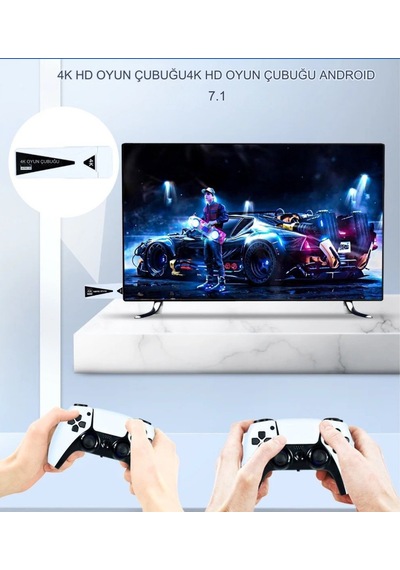 Qasul U10 Android Game TV Stick  + 64 GB Hazıfa Kartı + 2 Kablosuz Oyun Kolu