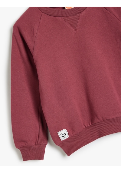 Koton Basic Sweat Uzun Kollu Şardonlu Pamuklu Mor 5wmb10063tk Mor