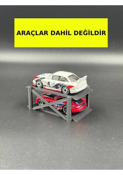 1:64 Ölçek Diorama Araç Lifti - Siyah - 2 Araçlık