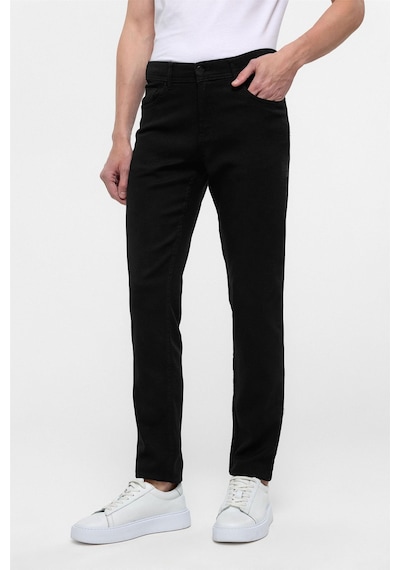 Süvari Siyah Slim Fit 5 Cep Kalıp Armürlü Kanvas Pantolon-35416 Siyah