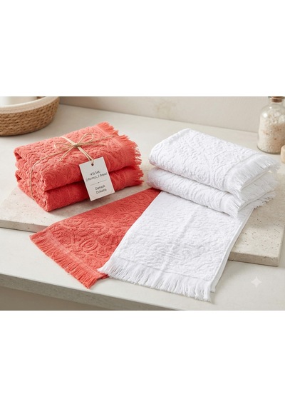 Pamuklu Mutfak Havlusu 4'lü Set 30x50 Cm El Ve Kurulama Havlusu Yumuşak Emici Çok Amaçlı Kırmızı