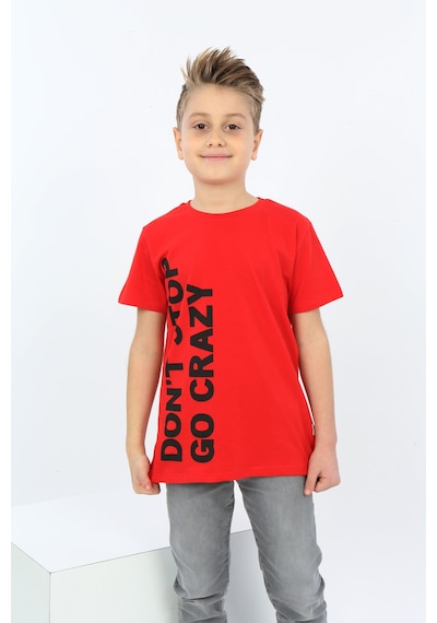 Toontoy Kids Toontoy Erkek Çocuk Dont Stop Go Crazy Baskılı Tişört Kırmızı