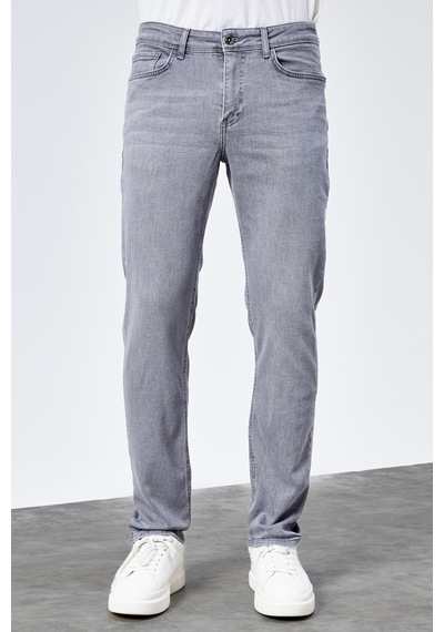 HLT Jeans Erkek Gri Regular Fit Boru Paça Likralı Rahat Kesim Jean Kot Pantolon Hlthe001983
